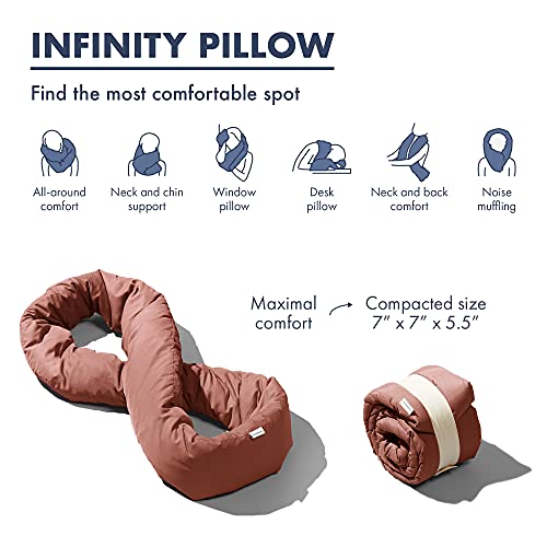 Huzi Design Infinity Pillow - Reisekissen Nackenkissen Ideal für Reise Büro Entwurf Weiches Nackenstützkissen (Terracotta) - Image 5