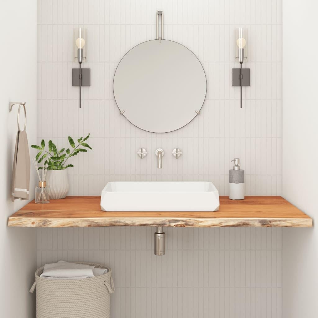vidaXL Encimera de Baño Rectangular, Tablero de Tocador, Encimera de Lavabo, Tablero para Armario, Madera Maciza de Acacia 110x60x2,5 cm