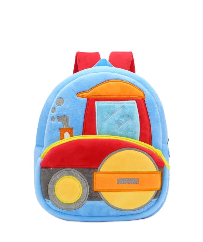blue tree School Bag for Cute Kids for (1-6 Years), Preschool Soft Plush Roller Bag for Toddlers, Embroidery Designs Mini Cartoon Backpack for Boys-picture-27