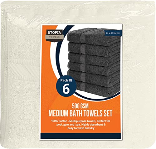 Utopia Towels [6er-Pack Badetuch-Set, 100% ringgesponnene Baumwolle (61x122 cm) mittelleicht und stark saugfähig… – Ansicht 6