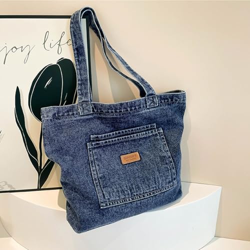 Bolsa Tote de Denim para Mujer y Hombre, Grande, Retro miniatura 3