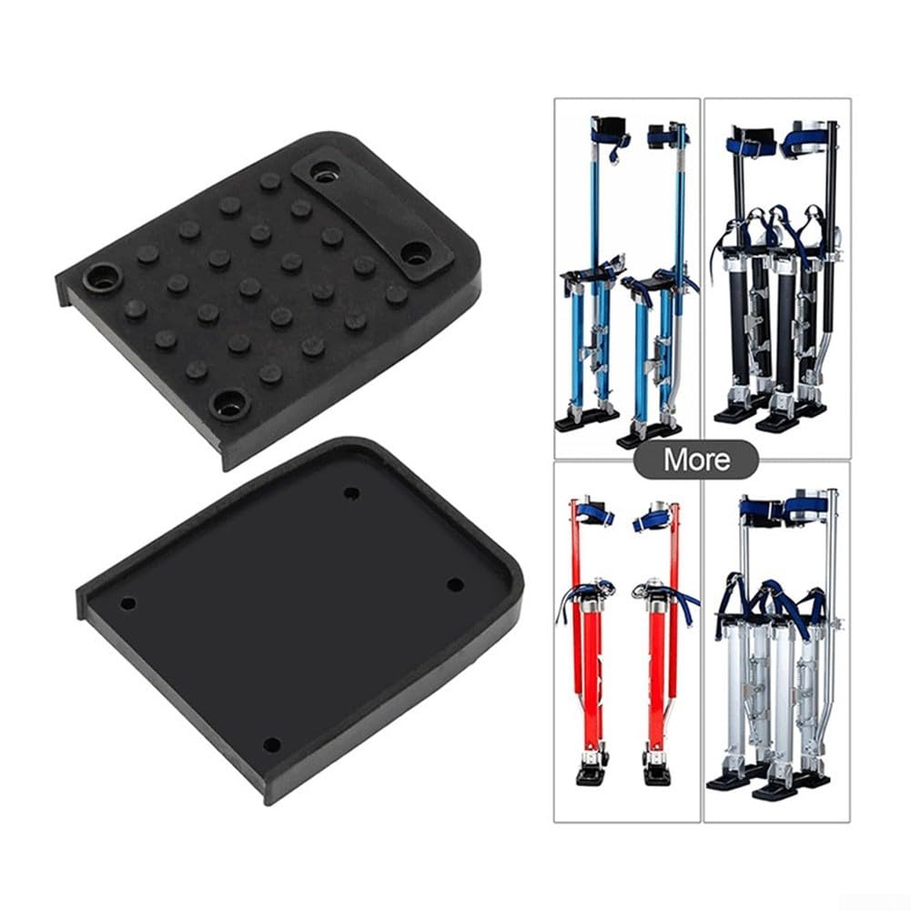 Lot de 4 coussinets antidérapants pour pieds d'échasses de cloison sèche avec 16 vis, chaussures de traction en caoutchouc pour la construction et une utilisation acrobatique, noir (10,5 x 8,4 x 1,2