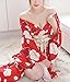 Women's Red Kimono Costume Love Live Cosplay Yukata Deluxe Sakura Flower Japanese Traditional Kimono Dress Bath Gown (One size, Red)
