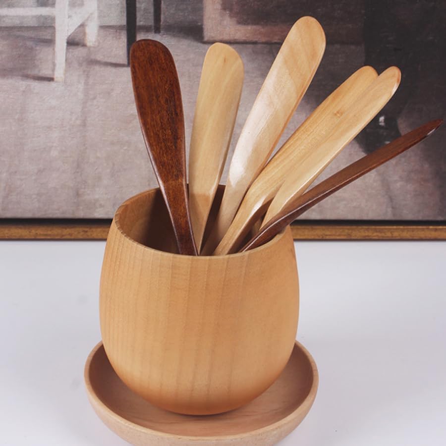 Miniatura 5 de Cuchillo esparcidor de mantequilla, cuchillos de postre de queso de madera, cuchillo de mantequilla de desayuno, rebanador de sándwiches, paquete de