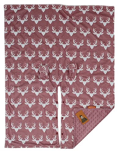 Image of Dear Baby Gear - 40x30 Car Seat Canopy, Infant Carrier Cover for Boys & Girls, Cozy Fall Baby Shower Gift, Nursing & Stroller Use, Newborn Travel Sunshade Accessory, Antlers on Dusty Rose, Pink Dot