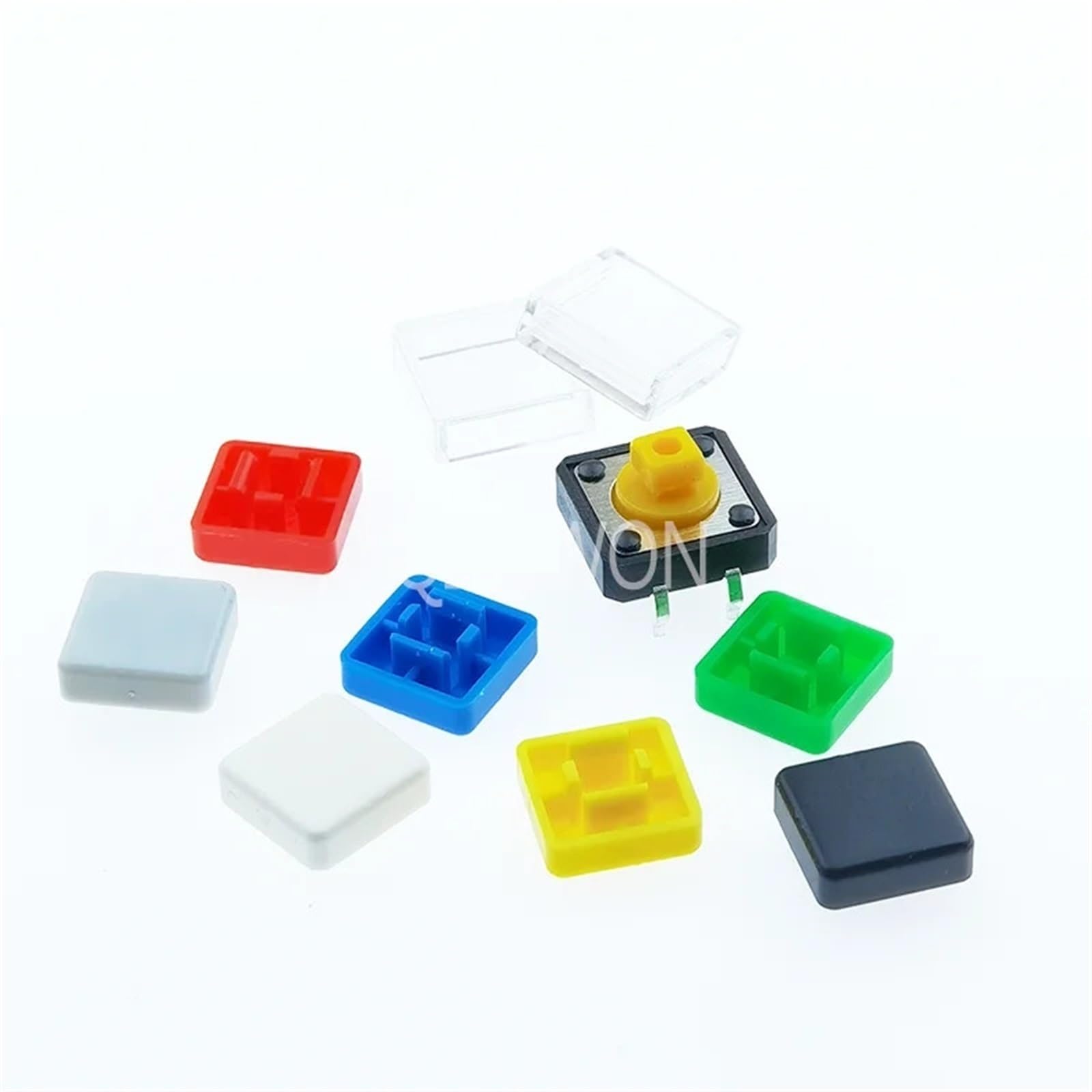 10pcs B3F Tactile Push Button Switch +A14 Color Hat 10pcs + Transparent Cap 10pcs Momentary Tact Touch Micro Switch 12 * 12 * 7.3mm(White)