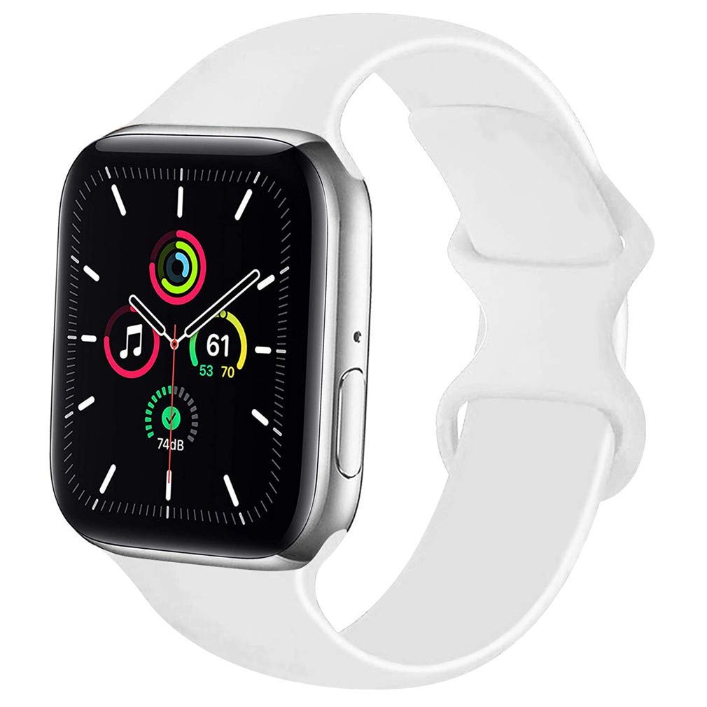 Lerxiuer Watch Strap 38mm 42mm 40mm 44mm 41mm 45mm 49mm Soft Silicone Band Replacement Wrist Strap Compatible with Apple Watch Series 9 8 7 6 Ultra Ultra 2 Series 5 4 3 2 SE,White 38/40/41mm-S/M