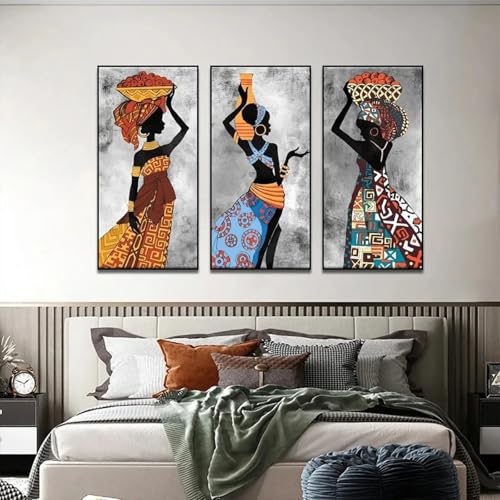 Impression sur toile art abstrait africain triptyque chic peinture ethnique 80x110 - 3