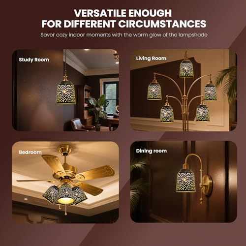 Image of ceiling fan light covers replacements with 1.6 inch Fitter, ALUCSET 5.6 inch Height and 5 inchDiameter, Metal Bell Shaped light fixture cover Fits pendant light shade Chandeliers Wall Sconces Lights