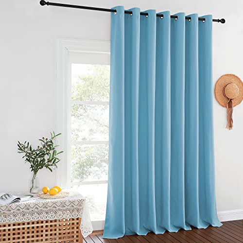 NICETOWN 108 inches Long Patio Door Curtain - Thermal Insulated Panels Solid Grommet Energy Saving Over Sizes Drapery (Teal Blue, 100 inches Wide, 1 Piece)