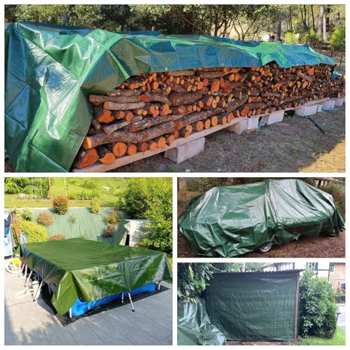 Lona de construcción de 105 x 190 cm verde con protección UV para leña y terraza 8