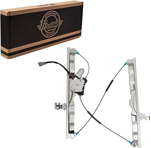 Brock Regulador de elevación de elevalunas eléctrico delantero con conjunto de motor compatible con camioneta 04-15 Armada QX56 Titan con un solo