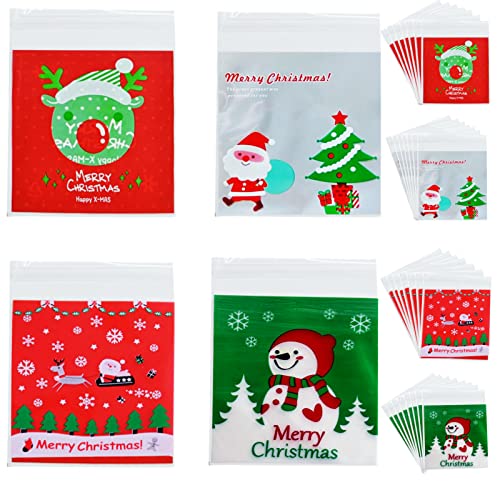 200pcs Bolsas Bolsitas Galletas Navidad, Plástico Bolsa De