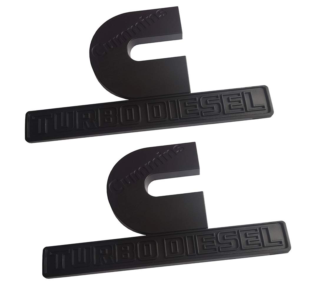 2Pcs Cummins Turbo Diesel Emblems, 3D Decal Badges Replacement for Ram 2500 3500 Nameplate Emblem Mopar (Black)