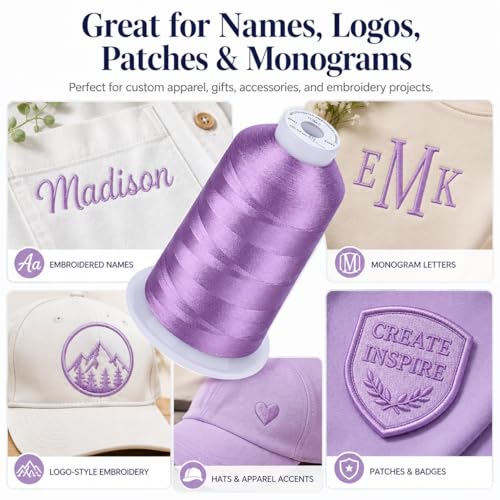 Image of Simthread Embroidery Machine Thread 5000M 40WT Polyester, Lilac 612 | 5000M 40WT polyester thread feeds smoothly for home or commercial embroidery projects.