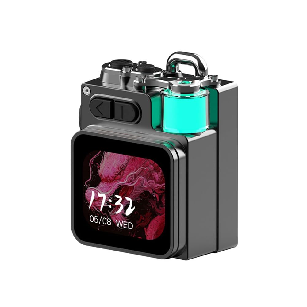 Onchdbfhuu Wireless Metal Mechanical Speaker with LED Display Screen RGB Desktop Subwoofer Calendar Clock Functionality