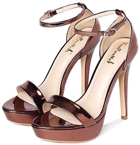 YooPrettyz Women Metallic Ankle Strap Platform High Heels Model Dress Sandals2
