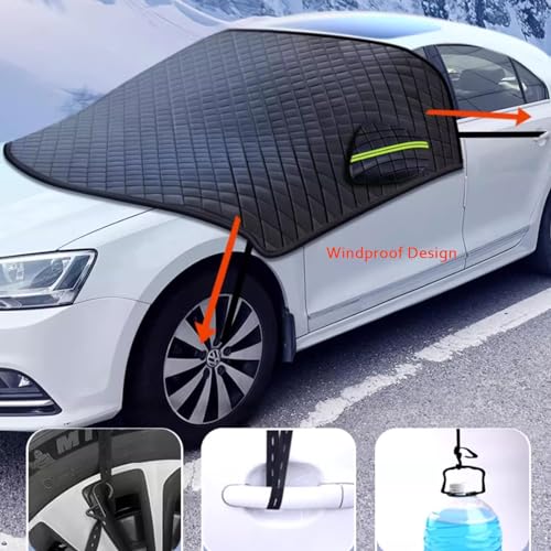 Image of Car Windshield Snow Cover All Weather Windshield Cover with Double Sided Design Windshield Snow Cover Frost,Fog,Ice Removal Foldable Thick Windshield Sunshade for Most Cars SUV