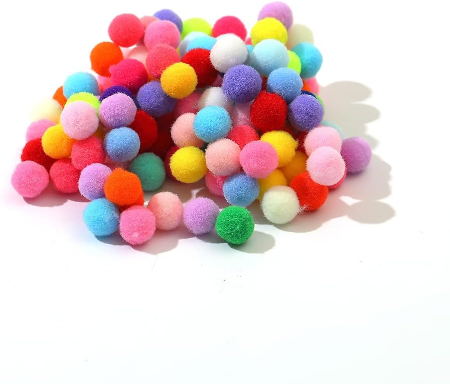 100 Pieces 2CM Assorted Pom Poms, Craft Pom Pom Balls, Colorful Pompoms for DIY Creative Crafts Decorations Craft Project (08)