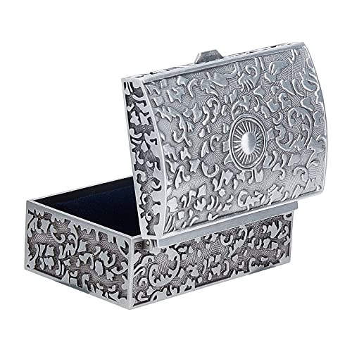 SUNNYCLUE Rectángulo Vintage Joyero Baratija Caja de Almacenamiento de Regalo Clásico Mental Pequeño con Flor Estilo Retro Europeo Anillo Pendiente Cofre del Tesoro Organizador para Mujeres