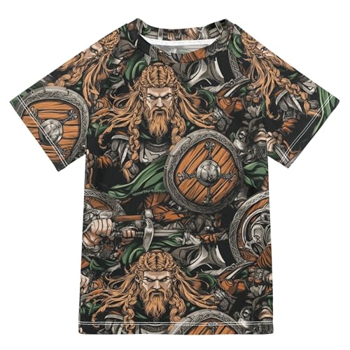 Viking Retro Vintage Pattern Girls Bathing Suit Sun Protection Rash Guard Swimsuit Swimwears Active Tees for Youth Boys 4T