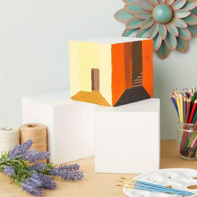 Lot de 1 cube en mousse de polystyrène solide de 100 mm (10 cm) – Pour travaux manuels, sculpture, arrangements floraux et centres de table – Blocs de mousse pour fleurs artificielles