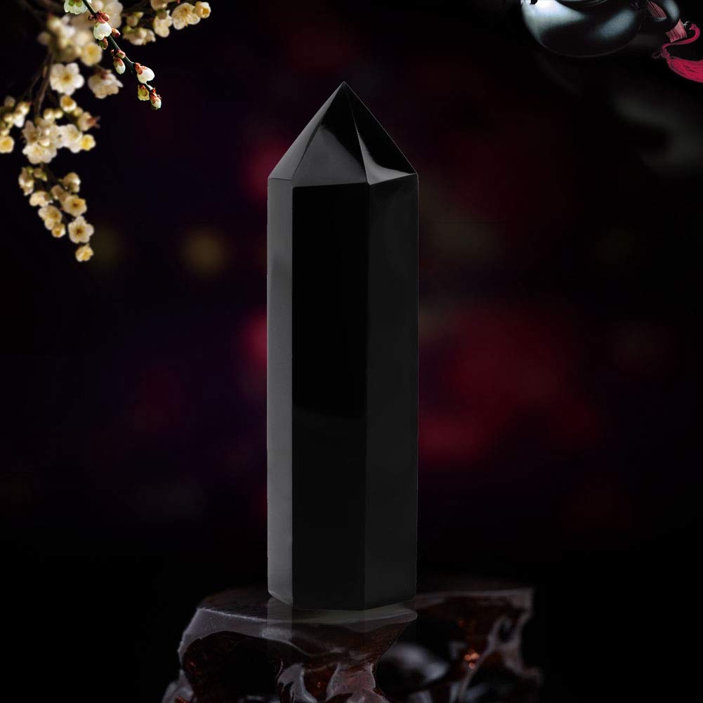 Stone Wands for Healing Black Obsidian Crystal Stone Healing Crystal Stone Raw Crystals Jet Black Obsidian Crystal Wand Pointed Natural Black Obsidian for Chakra Reiki Healing and Energy Work - Image 4