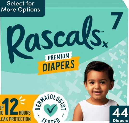 Rascals Premium Diapers, Size 7, 44 Count