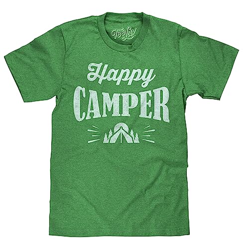 Tee Luv Happy Camper Shirt - Graphic Camping T-Shirt (Green Heather) (Xl) #TOP16