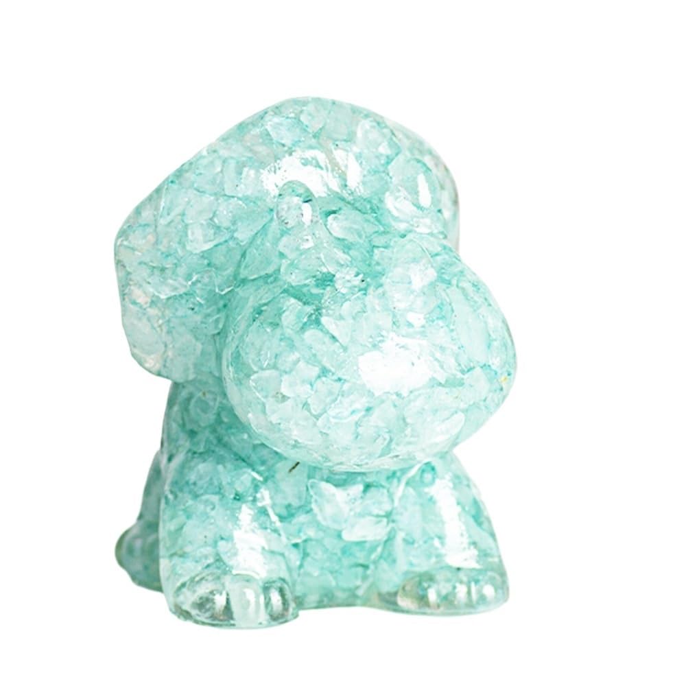 HUFFA Natural Crystal Gravel Resin Triceratops Figurine - Unique Home Decoration for Dinosaur Lovers(Aquamarine)