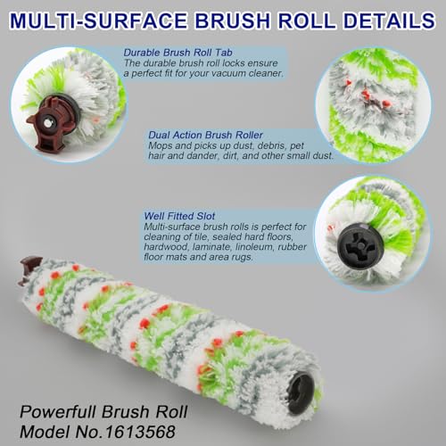 Image of Lemige Brush Filter Replacement Parts for Bissell CrossWave Vacuum 3888A 1785 Pet Pro 2306A Cordless Wet Dry Vac, 2 Pack 2460 Multi-Surface Pet Brush Roll & 1866 Vacuum Filter, Part 1613568 1608684