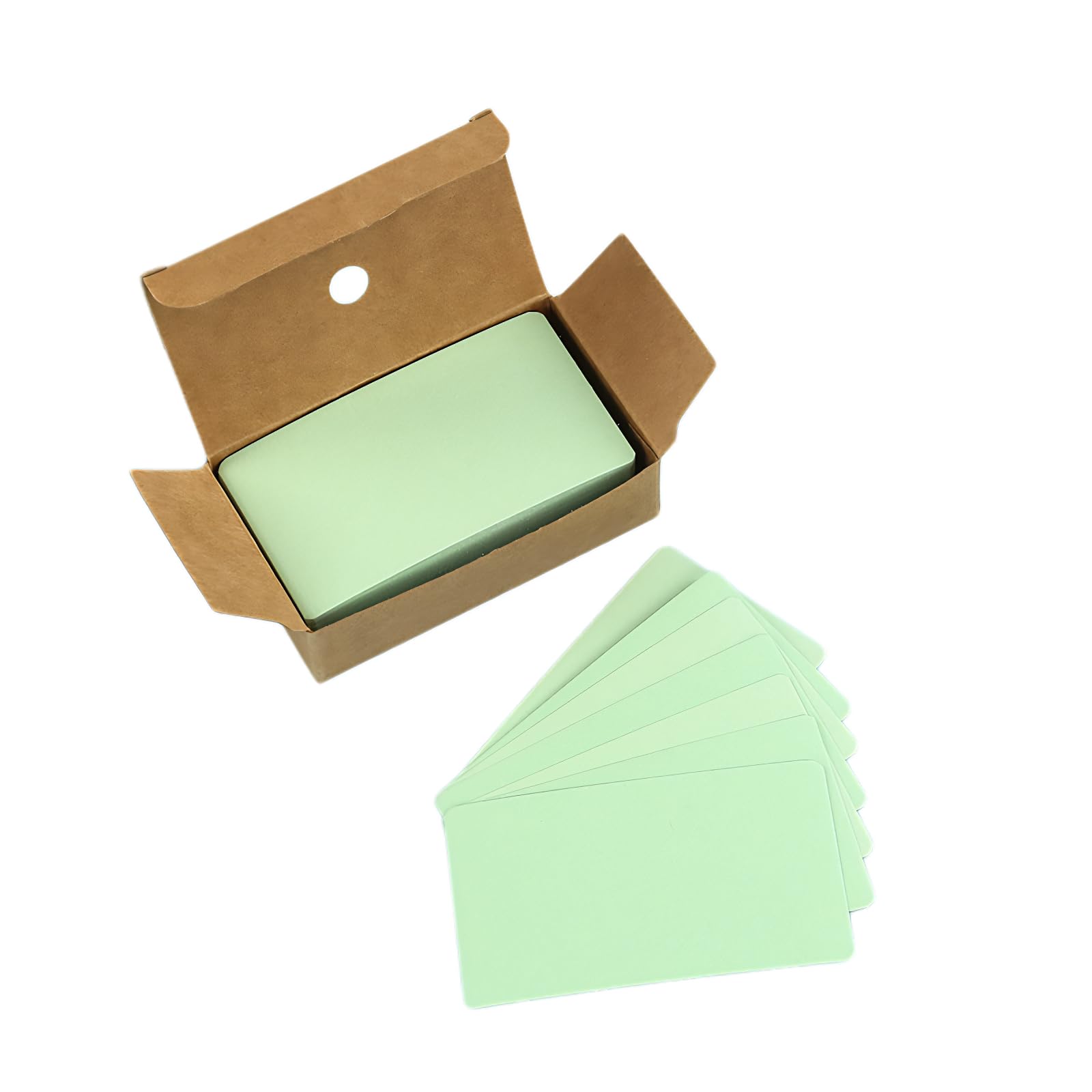 100Pcs Green Blank Cards Blank Business Message Cards for Learning, DIY Craft Words, Memory Note, 49x88mm