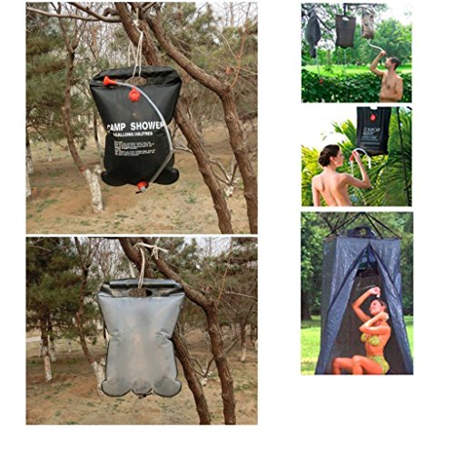 Wsobue Summer Solar Shower,5 gallons/20L Solar Heating Portable Camping Shower Bag for Outdoor Hiking,Traveling,Beach,Pet Cleaning(Black)