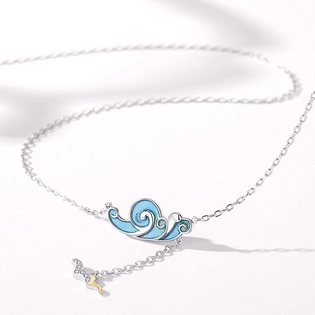 Collana da Donna Le Onde sotto Forma di Nuvole smaltate, Piene di Desiderio di Desiderio, Collana squisita, collane di Lusso per Le Donne per Collezione Regali Decorazioni Costume