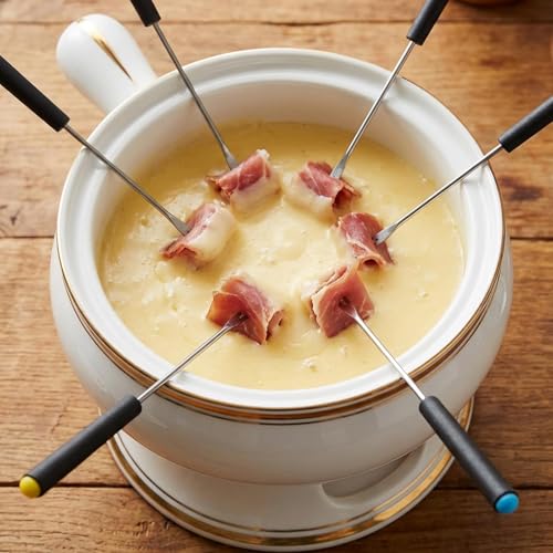 Image of 6 Pcs Fondue Set,Fondue Forks for Cheese and Chocolate Fondue, Heat Resistant Handles with Color Coding, Ideal for Dinner Parties and Outdoor Gatherings, 23 cm Length