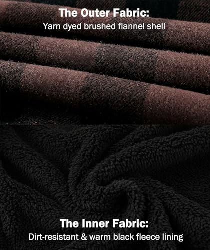 Image of V VALANCH Men's Flannel Shirt Jacket with Hood Fleece Lined Plaid Jacket Zip Up Winter Warm Coat