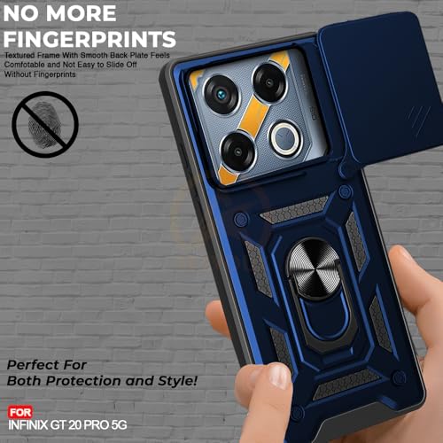 Image of Armor Bumper Back Cover Case for Infinix GT 20 Pro 5G | Rotating Camera Cover, Ring Holder & Kickstand | Heavy Duty & 360 Degree Protection Infinix GT 20 Pro 5G Back Cover (Blue)