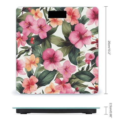 Báscula digital con diseño flor hawaiana y vidrio templado miniatura 2