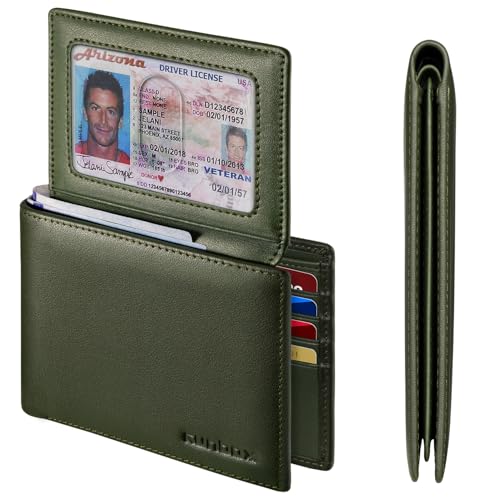 Image of RUNBOX Wallet for Men Leather RFID Blocking Bifold Front Pocket Wallet | Genuine Leather,Slim,12 Card Slots,2 ID Windows,2 Money Pockets, Gift for Men,Compact Travel Business Passport