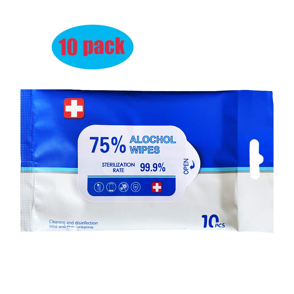 75% Alcohol Wet Wipes 10 Pack(100pcs) Personal Disinfectant Wipes Soft Wipes for Daily Use (10 Pack (100pcs))