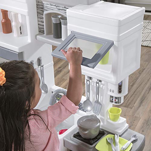 Temi Kitchen Playset Pretend Food - 34 PCS Kitchen Toys for Toddlers, Toy Accessories Set w/ Real Sounds and Light, Suitable Height (Pink)