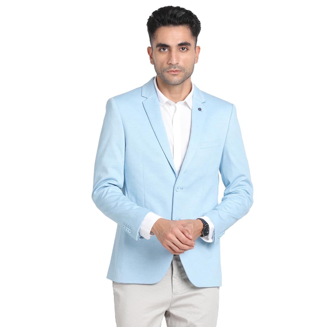 turtle Men Knitted Solid Relaxed Fit Light Blue Blazer||Blue Blazer||Casual Blazer-picture-35