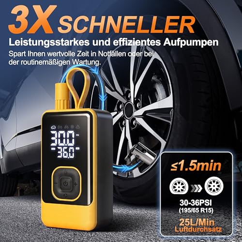 Mxcasoxz Tragbare Elektrische Luftpumpe, 150 PSI/10,3 Bar Akku Fahrradpumpe – Ansicht 2