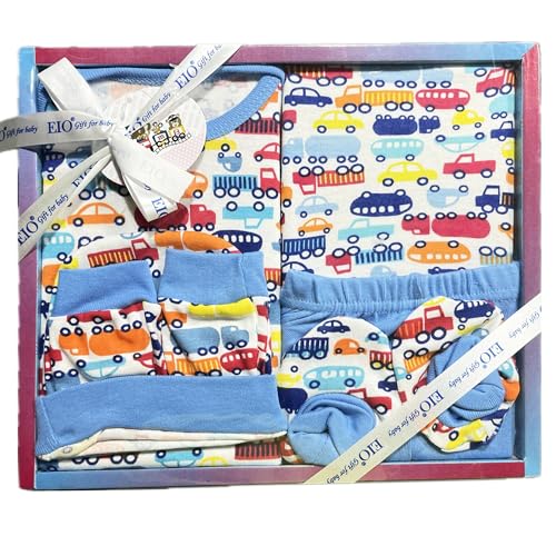 Image of EIO Baby Gifts Set for New Born Unisex Clothing Gift Hamper 6Pcs (Blue)