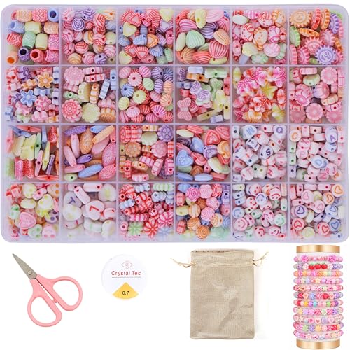 Image of ambitieux DIY Bracelet Making Kit for Girls - Jewellery Making Kit with 575+ Beads, Charms & Pendants, Elastic Thread, Tools - DIY Bead Set, Kids Craft Kit & Gift for Kids Age 5-12 Years