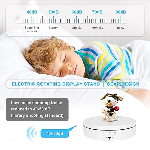 Remote Motorized Rotating Display Stand, Electric Rotating Platform with 5.74/7.08/8.66in Replacement Covers, 3 in 1 Turntable with Rechargeable Battery for Live Streaming Video Shoot Photography