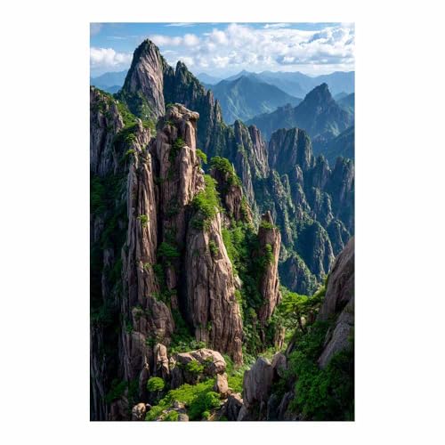 Art naturel intemporel Huangshan impression premium vert menthe 40x60