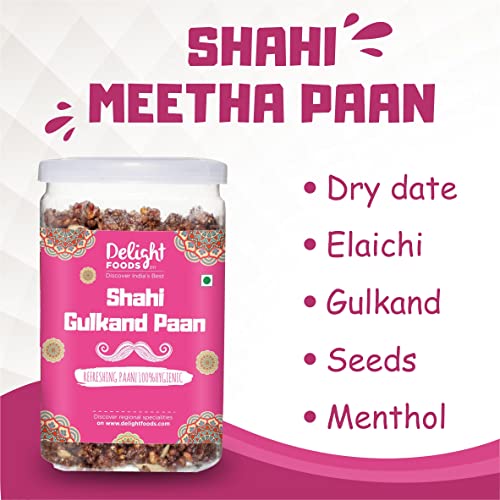 Image of Delight Foods Gulkand Meetha Paan Mukhwas Mouth Freshener, 100grams | Without Supari |Sweet Paan Hygienically Packed Jar | Traditional Mukhwas