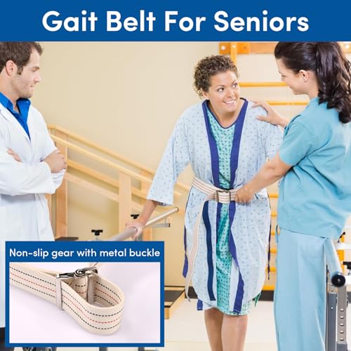 Transfer and Gait Belt with Metal Buckle - 60 Inch, Walking, Standing and Transfer Assist Aid for Seniors, Elderly Patients, Caregiver, Nurse, Therapist (Beige) - Image 3