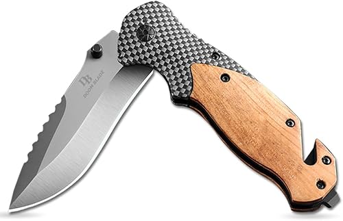 Regalos de Navidad para hombres, cuchillo de bolsillo de 3.35 pulgadas de longitud de hoja, cuchillo plegable con rompecristales, cortador de